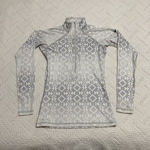 Nike Pro Womens 1/4 Zip Jacket Size S White Print Dri-Fit Compression Pullover